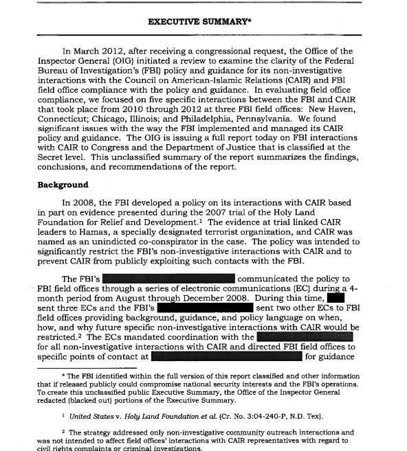 تقرير مكتب المفتش العام لمكتب التحقيقات الفيدرالي بشأن الإخوان