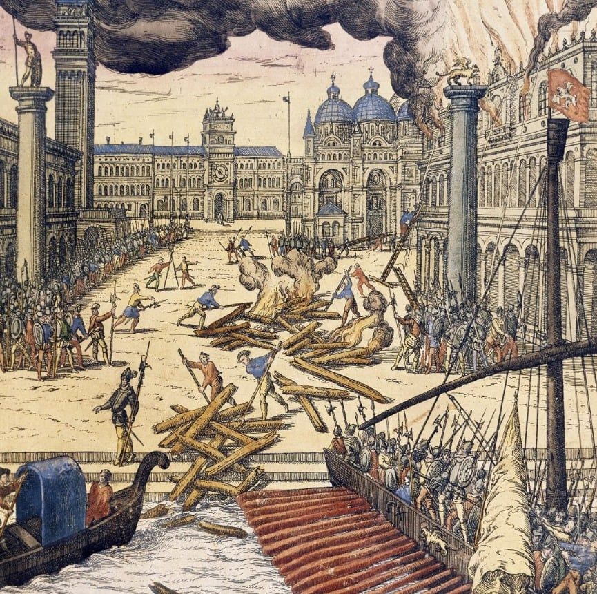 رسم توضيحى لحريق قصر البندقية