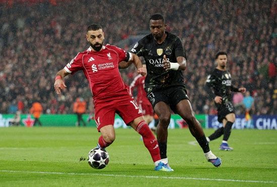 محمد صلاح خلال المباراة