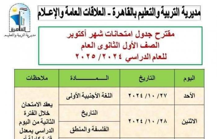 جداول
      امتحانات
      شهر
      أكتوبر
      للعام
      الدراسي
      ٢٠٢٥/٢٠٢٤
      محافظة
      القاهرة