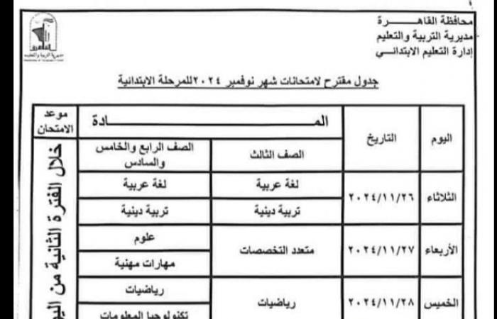 جداول
      اختبارات
      شهر
      نوفمبر
      لصفوف
      النقل
      بالقاهرة