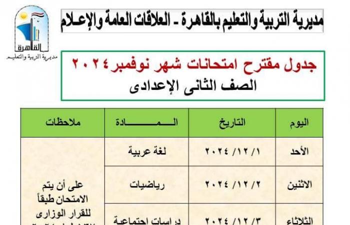 ننشر
      مقترح
      جداول
      امتحانات
      شهر
      نوفمبر
      2024
      محافظة
      القاهرة