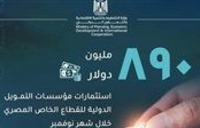 خلال
      شهر
      نوفمبر..
      مؤسسات
      التمويل
      الدولية
      تستثمر
      890
      مليون
      دولار
      في
      شركات
      القطاع
      الخاص
      المصرية