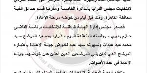 "الوطنية للانتخابات": تصعيد المرشح سيد عيد لخوض جولة الإعادة بعد وفاة أحمد جعفر