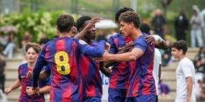 حمزة عبد الكريم يسجل هاتريك فى ليلة تتويج شباب برشلونة بلقب الدورى.. فيديو