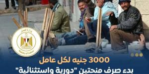 3000 جنيه لكل عامل.. بدء صرف منحتين "دورية واستثنائية" للعمالة غير المنتظمة