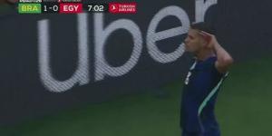 مباراة مصر والبرازيل.. برونو جيماريش يسجل الهدف الأول لمنتخب البرازيل في مرمى مصر