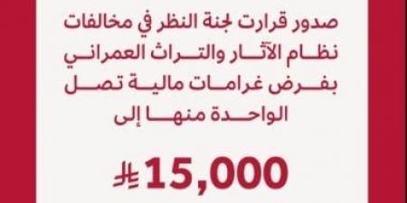 هيئة التراث تفرض غرامات على 11 مخالفا بعقوبات تصل لـ 15,000 ريال