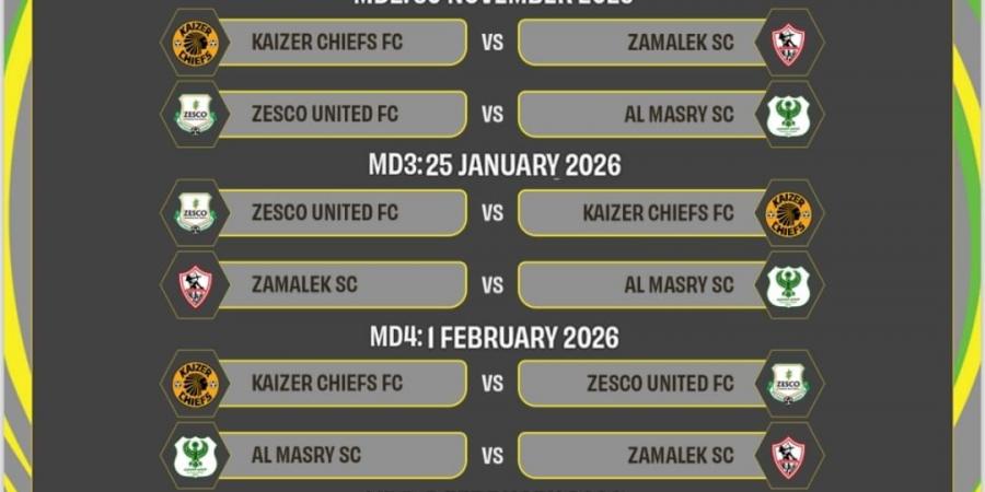 الكاف يعلن جدول مباريات المصري بدور المجموعات لبطولة الكونفدرالية