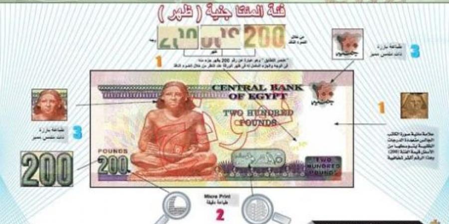 علامات تأمين ورقة البنكنوت فئة 200 جنيه.. كيف تميز الأصلية من المزيفة؟