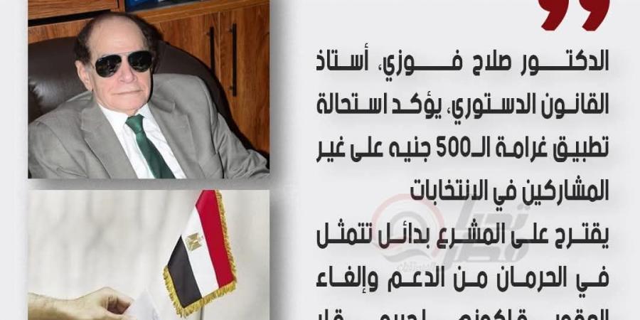 اللي مش هينتخب ويتقاعس عن المشاركة.. يتشال عنه الدعم مقترح من د. صلاح فوزي لـ«الوطنية للانتخابات» بديلًا عن الغرامة لعدم القدرة على تنفيذها