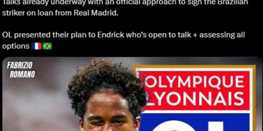 أولمبيك ليون يخطط لخطف إندريك من ريال مدريد في صفقة إعارة