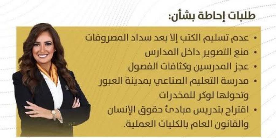 أميرة العادلي تقدم كشف حساب عن دورها البرلماني في ملف التعليم: رفضت البكالوريا.. والمعلم والطالب على رأس أولوياتي