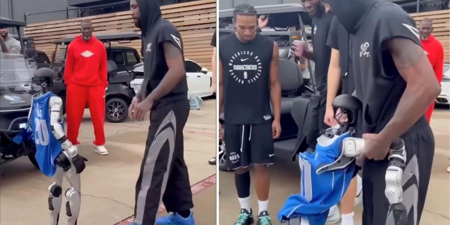 دفعة عفوية من لاعب السلة كايرى إيرفينغ تسقط روبوت بشرى بعرض ترفيهى.. فيديو