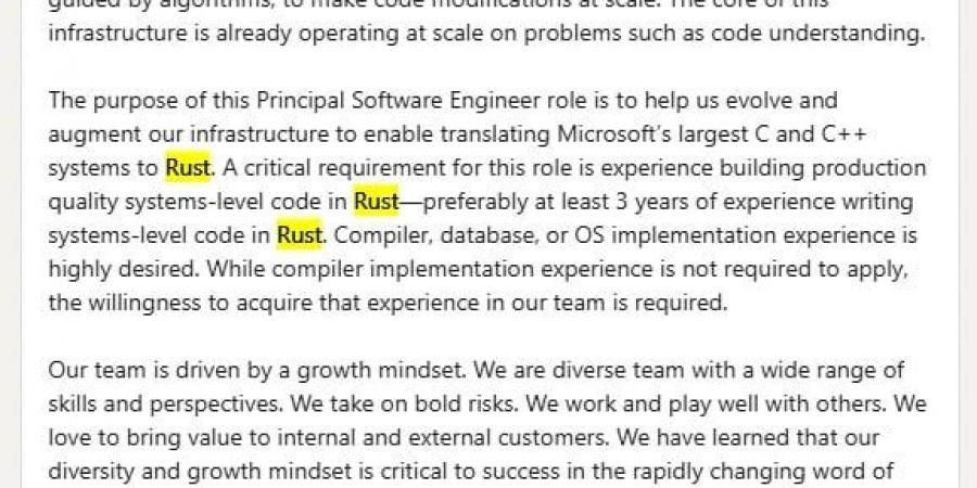 مايكروسوفت تسعى لاستبدال جميع أكواد C وC++ بلغة Rust