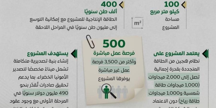 5 مليارات دولار لمشروع الأمونيا الخضراء لتعزيز مكانة مصر كمركز عالمي للطاقة النظيفة