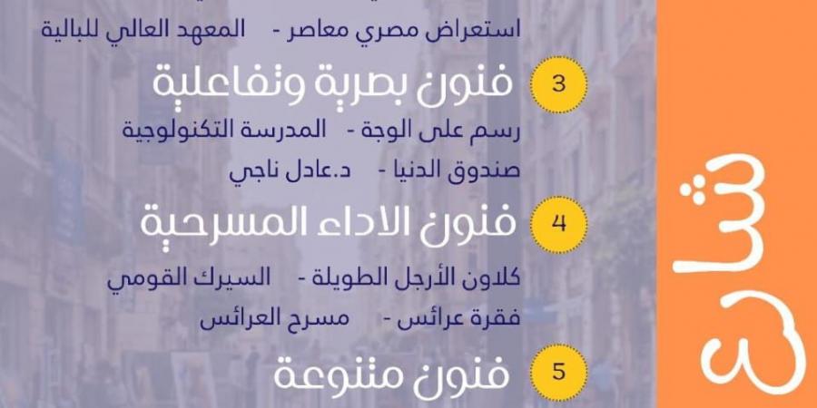 تعرف على فعاليات شارع الفن بمثلث الشريفين فى وسط القاهرة اليوم