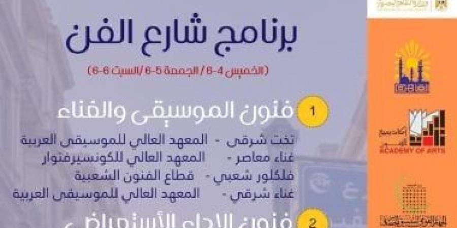 أكاديمية الفنون تطلق فعاليات الأسبوع الثالث من شارع الفن
